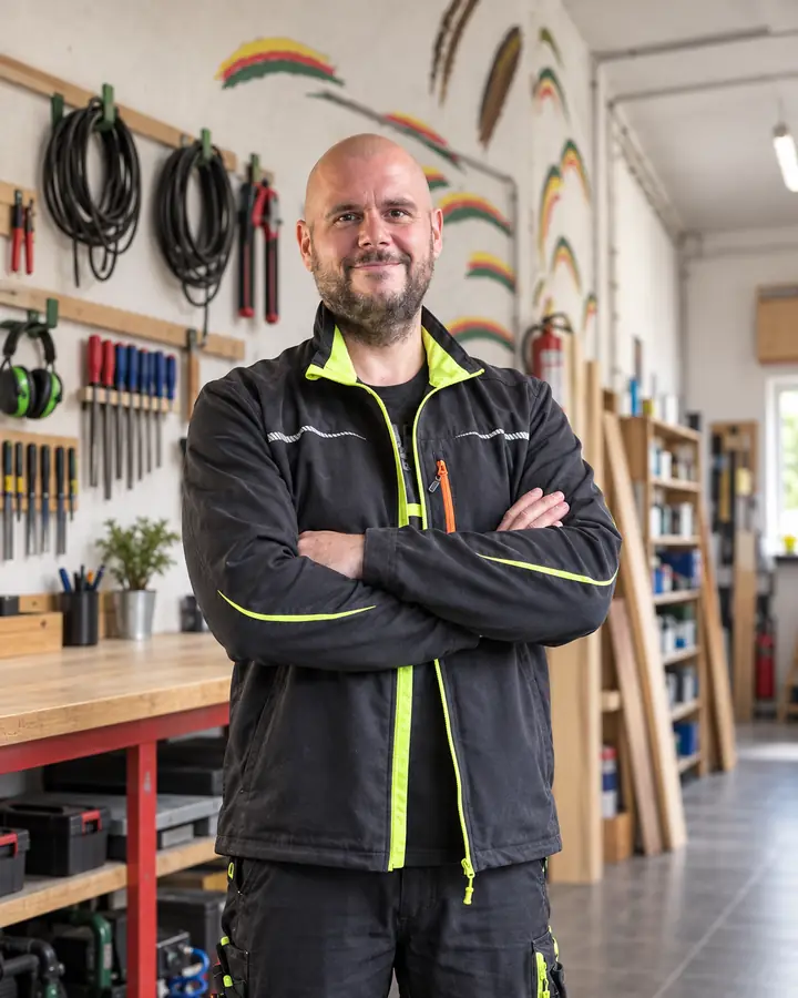 Timo Winkler in seiner Werkstatt in Röllfeld